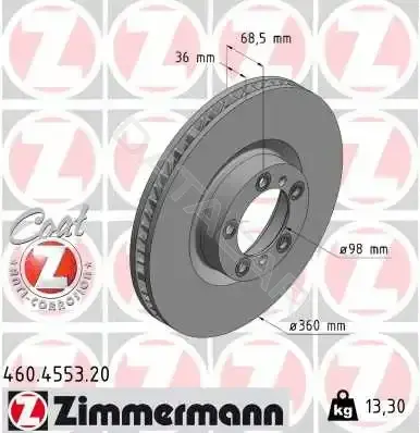 Тормозные диски ZIMMERMANN 460.4553.20