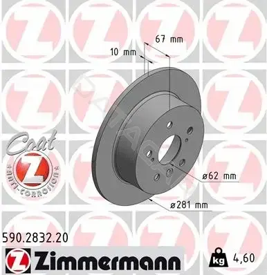 Тормозные диски ZIMMERMANN 590.2832.20