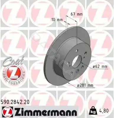 Тормозные диски ZIMMERMANN 590.2842.20