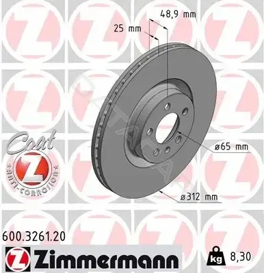 Тормозные диски ZIMMERMANN 600.3261.20