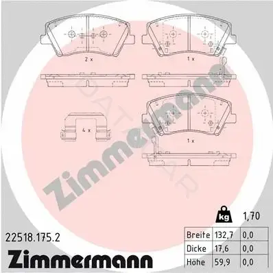 Тормозные колодки ZIMMERMANN 22518.175.2