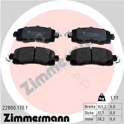 Тормозные колодки ZIMMERMANN 22800.170.1