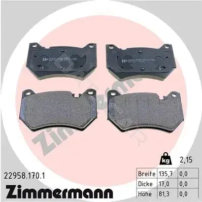 Тормозные колодки ZIMMERMANN 22958.170.1