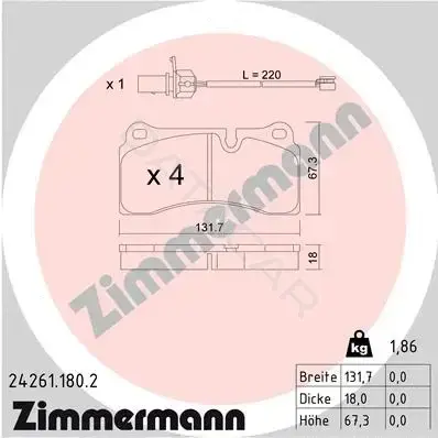 Тормозные колодки ZIMMERMANN 24261.180.2