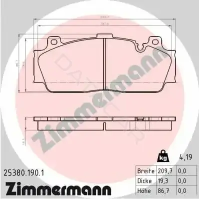 Тормозные колодки ZIMMERMANN 25380.190.1