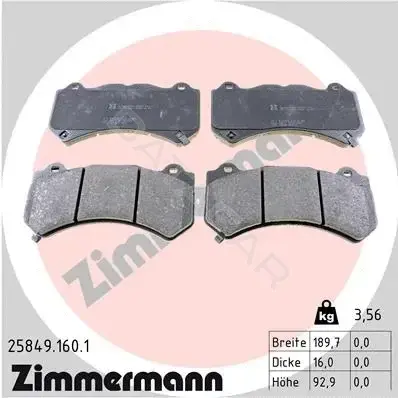 Тормозные колодки ZIMMERMANN 25849.160.1
