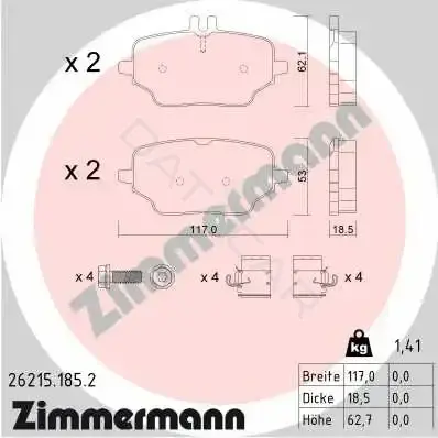 Тормозные колодки ZIMMERMANN 26215.185.2