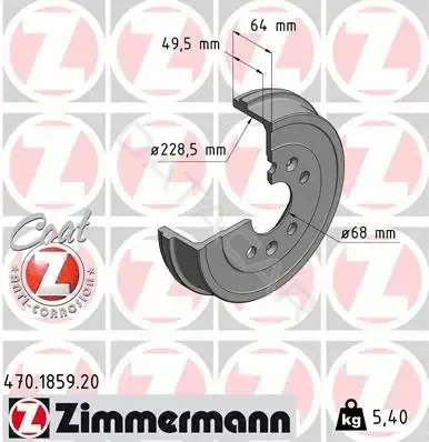Тормозной барабан ZIMMERMANN 470.1859.20