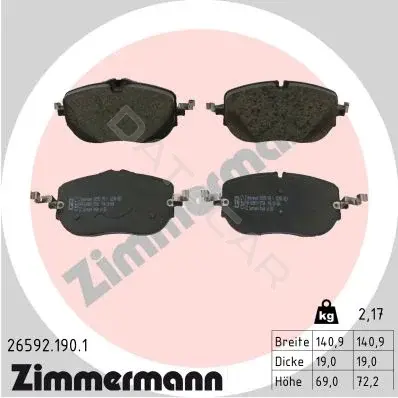 Тормозные колодки ZIMMERMANN 26592.190.1