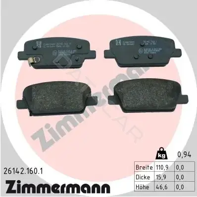 Тормозные колодки ZIMMERMANN 26142.160.1