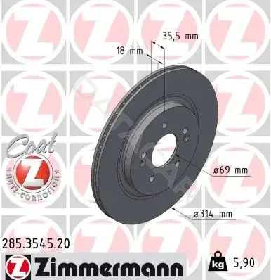 Тормозные диски ZIMMERMANN 285.3545.20