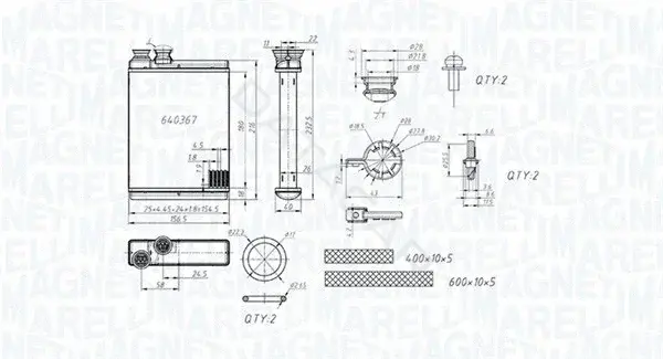 Радиатор печки MAGNETI MARELLI 350218486000