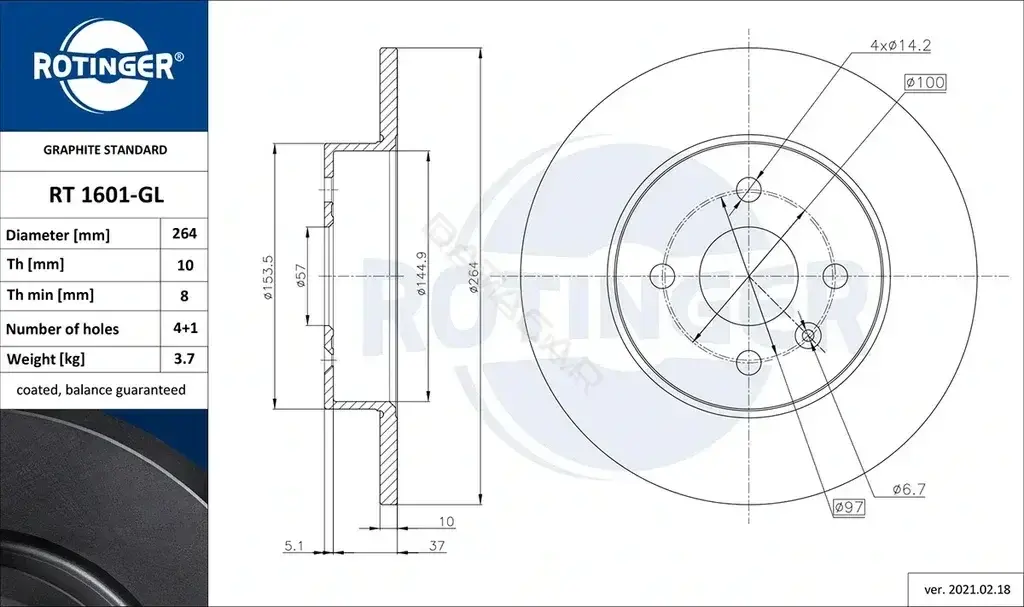 Тормозные диски ROTINGER RT1601-GL