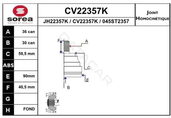 Шрус EAI CV22357K