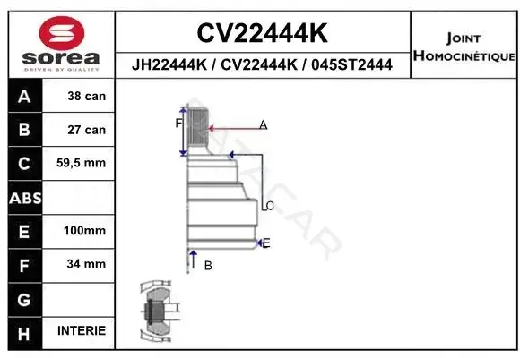 Шрус EAI CV22444K