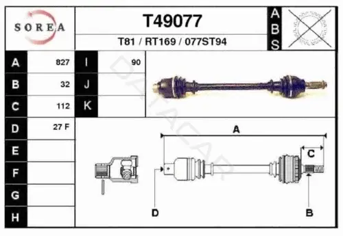 Приводной вал / Полуось EAI T49077
