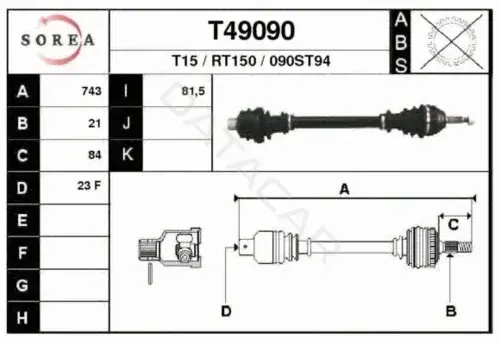 Приводной вал / Полуось EAI T49090