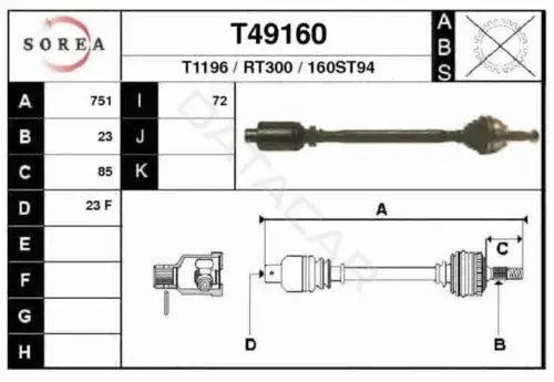 Приводной вал / Полуось EAI T49160