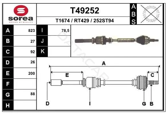 Приводной вал / Полуось EAI T49252