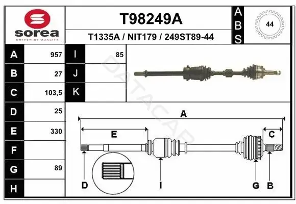 Приводной вал / Полуось EAI T98249A