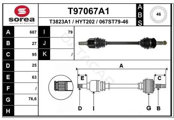 Приводной вал / Полуось EAI T97067A1
