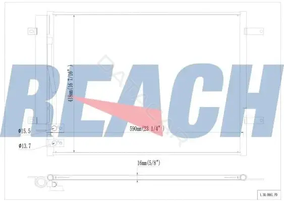 Радиатор кондиционера REACH 1.30.0661.PD
