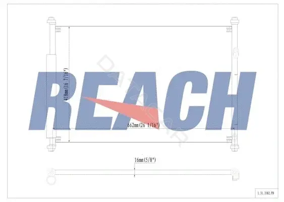 Радиатор кондиционера REACH 1.31.3582.PD