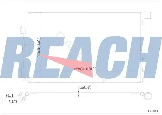 Радиатор кондиционера REACH 1.31.3862.PD