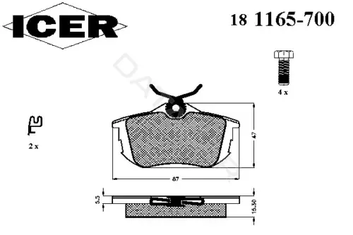 Тормозные колодки ICER 181165-700