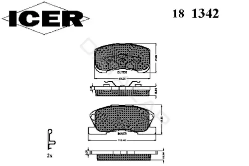 Тормозные колодки ICER 181342