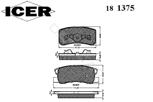 Тормозные колодки ICER 181375
