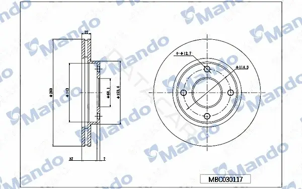Тормозные диски MANDO MBC030117