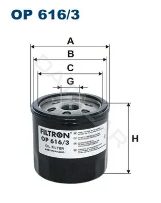 Масляный фильтр FILTRON OP616/3