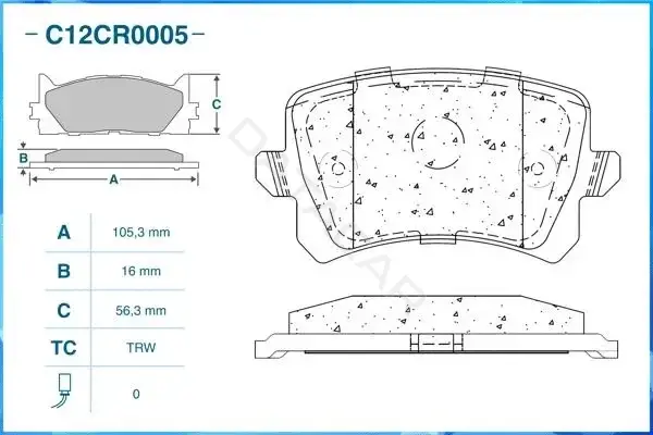 Тормозные колодки CWORKS C12CR0005