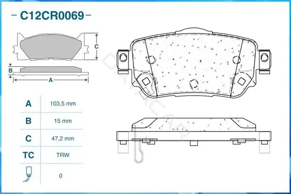 Тормозные колодки CWORKS C12CR0069