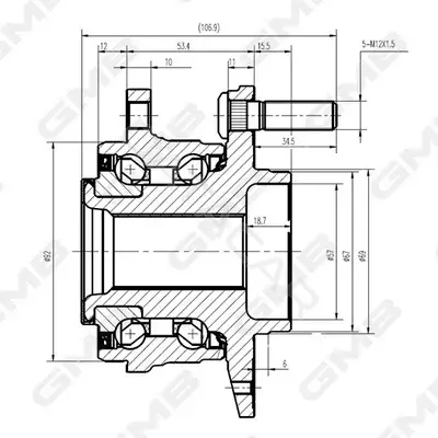 Подшипник ступицы GMB GH34870