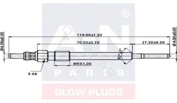 Свечи накала A-N PARTS A-N119025