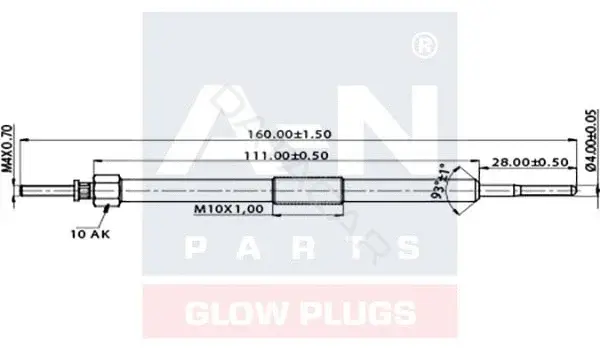 Свечи накала A-N PARTS A-N160096