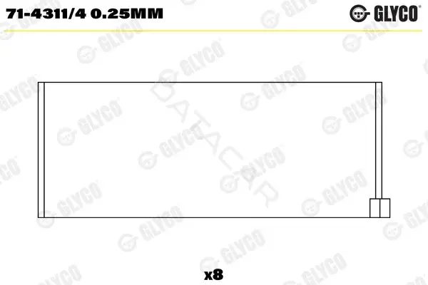 Вкладыши шатунные GLYCO 71-4311/40.25mm