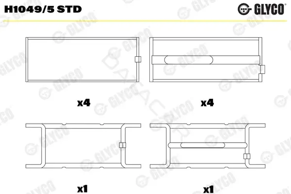 Вкладыши коренные GLYCO H1049/5STD