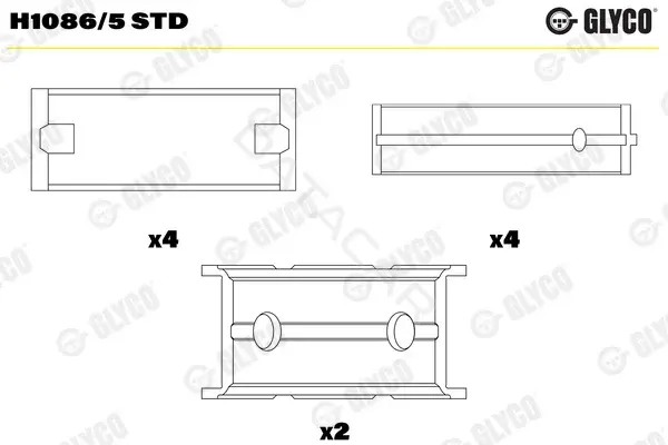 Вкладыши коренные GLYCO H1086/5STD