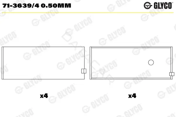 Вкладыши шатунные GLYCO 71-3639/40.50mm