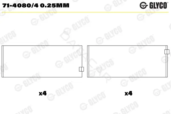 Вкладыши шатунные GLYCO 71-4080/40.25mm