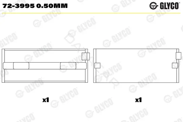 Вкладыши коренные GLYCO 72-39950.50mm