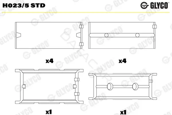 Вкладыши коренные GLYCO H023/5STD