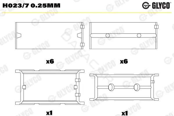 Вкладыши коренные GLYCO H023/70.25mm