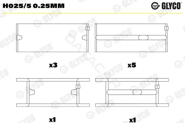 Вкладыши коренные GLYCO H025/50.25mm