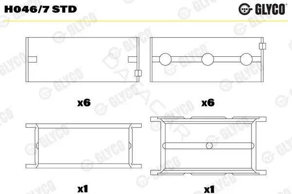 Вкладыши коренные GLYCO H046/7STD