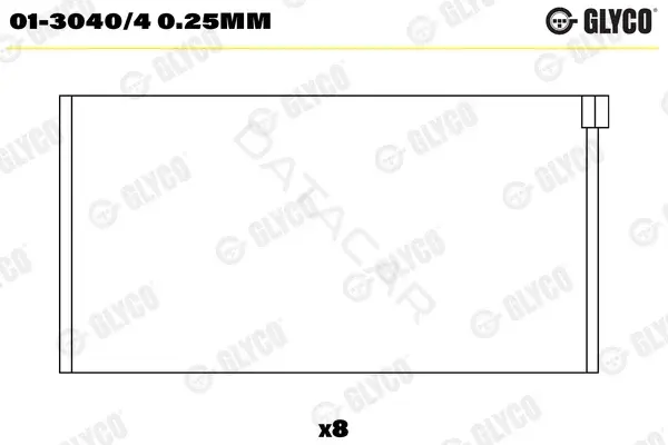 Вкладыши шатунные GLYCO 01-3040/40.25mm