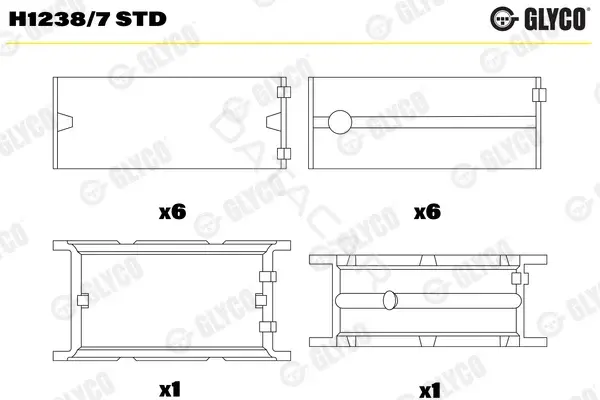 Вкладыши коренные GLYCO H1238/7STD